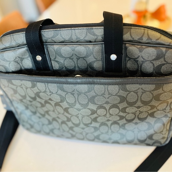 Coach Laptop Messenger Bag In Monogram Waxed Canvas - Grey - Picture 3 of 10